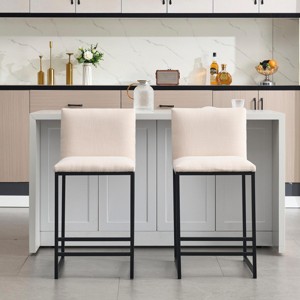 Modern Bar Stool with Upholstered Seat, Stainless Steel Base, High Resilience Cushion, Minimalist Design – Versatile for Home or Office-Cuddlewood - 1 of 4