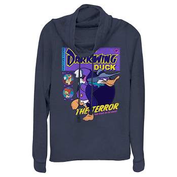 Juniors Womens Darkwing Duck Comic Cover Cowl Neck Sweatshirt