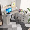 LACOO L-Shaped Home Office Executive Desk with Darwers and Cabinet - 2 of 4