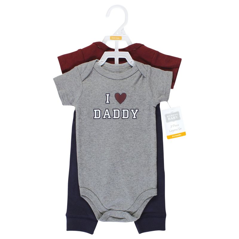 Hudson Baby Infant Boy Cotton Bodysuit and Pant Set, Boy Daddy Short Sleeve, 2 of 6