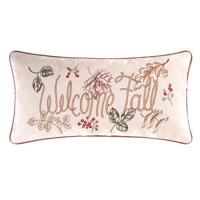 C&F Home Amison Thanksgiving Autumn Harvest Botanical Leaves Brown Orange Yellow Fall Autumn Harvest Leaves Embroidered Pillow