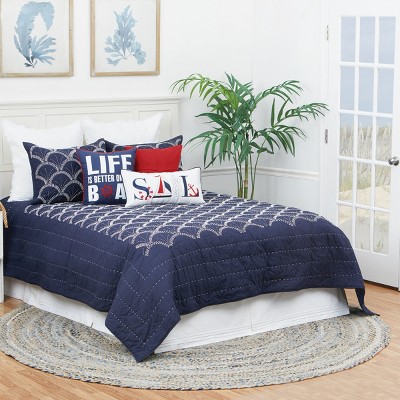 Java Navy Scallop hot Quilt Set - KING