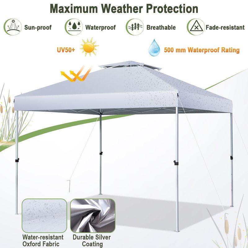 Costway 2-Tier 10' x 10' Pop-up Canopy Tent Instant Gazebo Adjustable Carry Bag with Wheel, 5 of 11