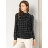 INSPIRE CHIC Women's Bow Tie Neck Keyhole Back Grid Checks Office Work Blouses - 3 of 4