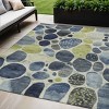 Denim Blue Ivory And Lime Green Geometric Washable Indoor Outdoor Area Rug - 2 of 4