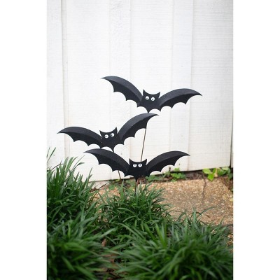 Kalalou Halloween Garden Bat Stakes, Iron Construction, Set of 3