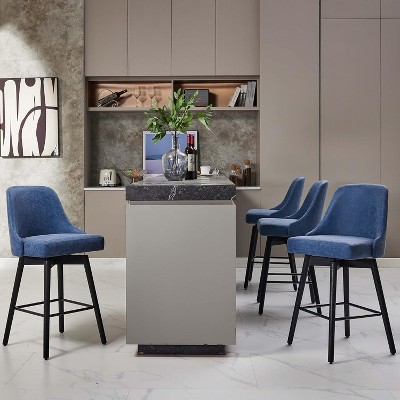 Swivel Bar Stools, 30" Dark Grey Upholstered Counter Stools with Metal Base, Comfortable Seat & Back for Kitchen, Dining Room, Home Bar
