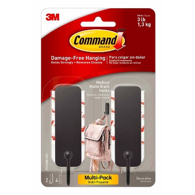 Command 2pk Wire Decorative Hooks Black