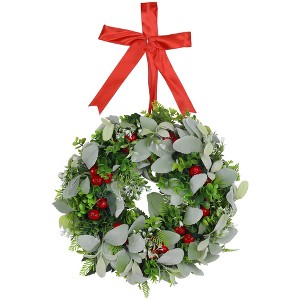 Unique Bargains Christmas Artificial Flower Wreaths with Berries for Front Door and Home Decor - 1 of 4