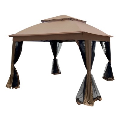 11'x11' Outdoor Gazebo Tent,Pop Up Patio Gazebo Heavy Duty Canopy Tent w/4 Sidewalls Mosquito Netting &Double Soft Top for Backyard Garden Parties