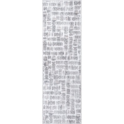 Nuloom Mitzi Abstract Lines Machine Washable Runner Indoor Area Rug - Light Gray 2' 6" x 8'