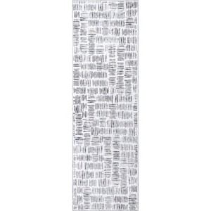Nuloom Mitzi Abstract Lines Machine Washable Runner Indoor Area Rug - Light Gray 2' 6" x 8' - 1 of 4