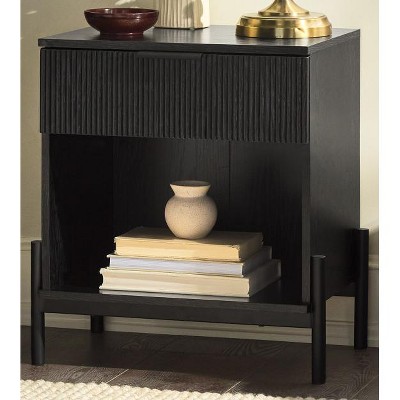 NicBex 1 Fluted-Drawer Nightstand,Bedside Table with Open Cubby,Modern Side Table for Bedroom