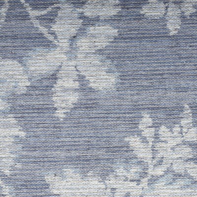 Gray and White Floral Chenille Rectangular Area Rug 7'10" x 9'10"