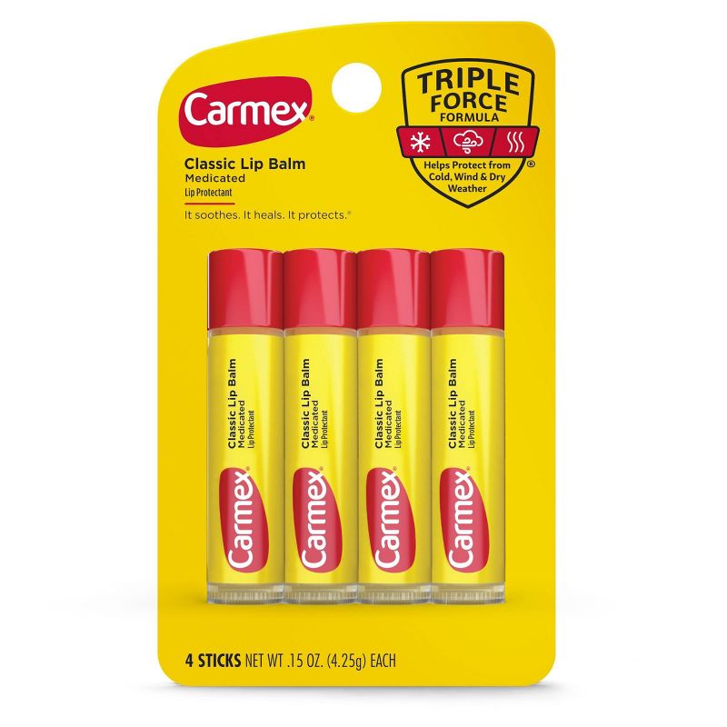 Carmex Classic Lip Balm Medicated Stick - 4pk/0.60oz, 1 of 9