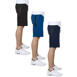 Blu Rock Men's Tech Fleece Performance Shorts With Heat Seal Zipper Pocket-3 Pack - 1 of 4