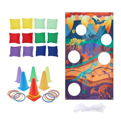 Blue Panda 33 Pieces Toss Game for Kids Dinosaur Birthday Party with Cones and Bean Bags