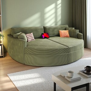 102.3" Corduroy Oversized Double Chaise Lounge Sofa with Deep Seat & USB - 1 of 4