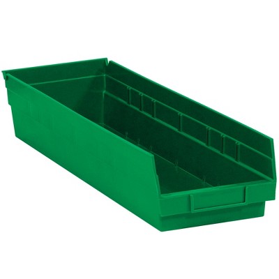 Box Partners Plastic Shelf Bin Boxes 23 5/8" x 6 5/8" x 4" Green 8/Case BINPS122G
