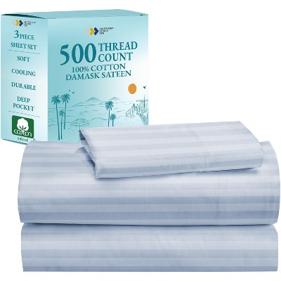 Luxury 500 Thread Count Bed Sheets Set - 100% Cotton Sateen Sheets Set, Soft, Cool & Breathable, Deep Pocket by California Design Den