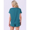 INSPIRE CHIC Women's Satin Silky Pajama Set Short Sleeve Round Neck Top Slit Shorts Sleepwear Set - 4 of 4