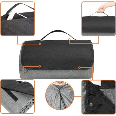 SUN CUBE Large Grey and Black Waterproof Fleece Camping Blanket
