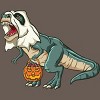 Women's Design By Humans Trex Ghost Costume Design Funny Halloween Dinosaur By Threadlets Racerback Tank Top - 2 of 3