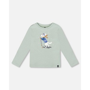 Deux par Deux Boy Long Sleeve Organic Cotton Jersey Tee Jade Green - 1 of 4