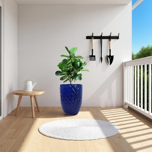 Wooakway 17" Dia Outdoor Indoor Ceramic Planter Pot Decorative Planter with Drainage Hole Patio Flower Pot - 1 of 4