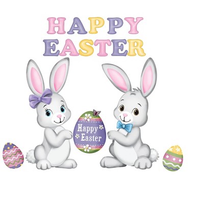 Collections Etc Happy Easter Bunnies & Eggs Garage Magnet, Set of 16