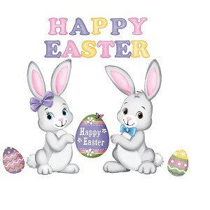 Collections Etc Happy Easter Bunnies & Eggs Garage Magnet, Set of 16 - 1 of 2