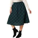Agnes Orinda Women's Plus Size Velvet Plaid A-Line Elastic Waist Flare Skirts
