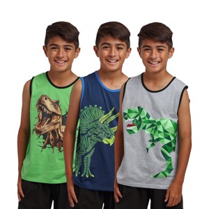 Dinosaurs Boy’s 3-Pack Tank Top Set - 1 of 4