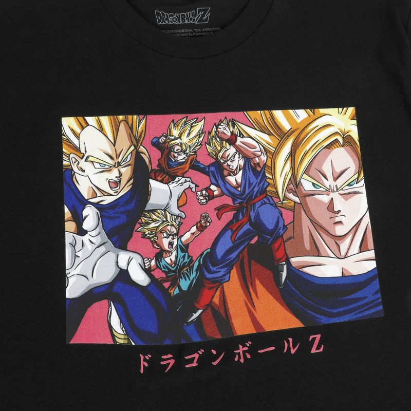 Dragon Ball Z Anime Cartoon Front and Back Graphic Print Black Tee, 3 of 5