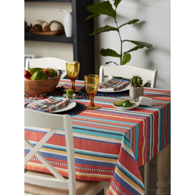 Verano Stripe Multicolor Cotton Square Tablecloth, 52x52