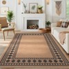 Washable Geometric Bordered Living Room Rugs, Soft Non Slip Bedroom Dining Room Carpet, Low Pile Floor Cover for Home Office - 2 of 4