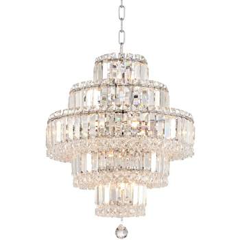 Vienna Full Spectrum Magnificence Chrome Chandelier 18 1/2" Wide Modern Faceted Crystal Glass 18-Light LED Fixture for Dining Room Home Kitchen Island