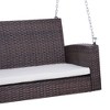 2-Person Outdoor Wicker Hanging Porch Swing Chair with Cushions, 550 lbs Weight Capacity - 2 of 4