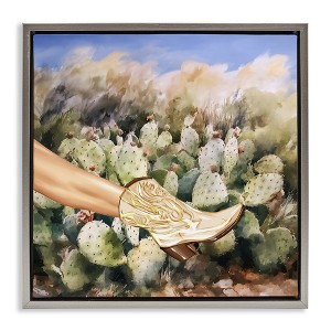 Stupell Industries Cowgirl Boot & Cactus Floating Frame Canvas Art - 1 of 4