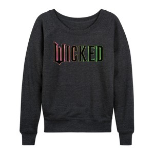 Women's - Wicked - Theatrical Movie Logo Lightweight French Terry Wide Neck Long Sleeve Shirt - 1 of 4