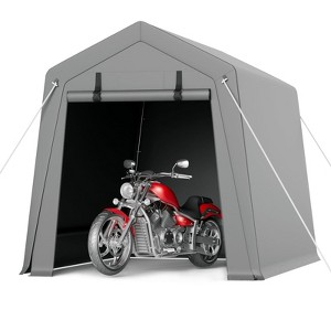 Portable Carport, Storage Shed with Heavy Duty Waterproof Tarp & 2 Roll-Up Zipper Doors, Ideal Tent for Motorcycles, Bikes, Garden Tools - 1 of 4