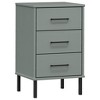 vidaXL Bedside Cabinet with Metal Legs Gray Solid Wood Pine OSLO - 2 of 4