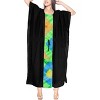 HAPPY BAY Women's House Daily Routine Evening Wear Vacation Casual Dailywear Holiday Loungewear Oversize Caftan Long Boho Sleepwear 2X-3X Black, Solid - 4 of 4