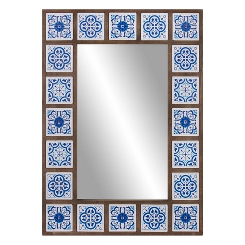 28 X 38 Moroccan Tile Framed, Moroccan Style Mirror Silver