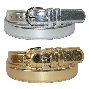 CTM Women's Leather Metallic Dress Belt (Pack of 2 Colors) - 1 of 4