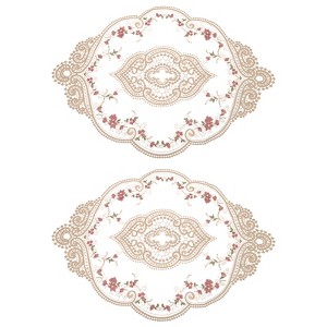 Unique Bargains Polyester Oval Embroidered Vintage Absorbent Coasters 2 Pcs - 1 of 4