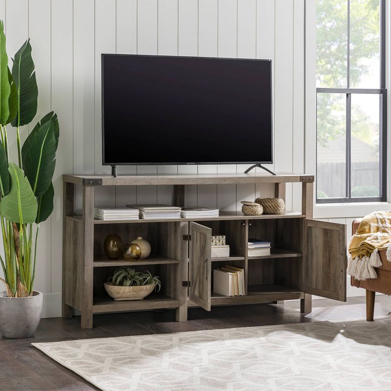 2 Door Farmhouse Highboy TV Stand for TVs up to 65&#34; Gray Wash - Saracina Home, 3 of 18
