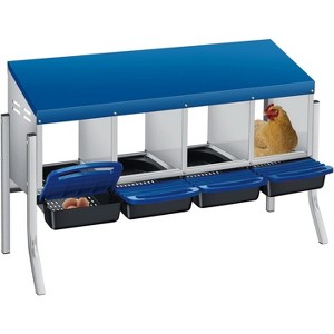 3/ 4 Hole Metal Chicken Nesting Box with Removable Roll-Out Tray Easy Egg Collection & Clean Galvanized Steel Laying Box, for Backyard Coop Orange - 1 of 4