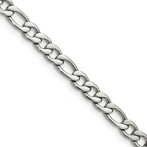 Black Bow Jewelry 6mm Stainless Steel Polished Figaro Chain Necklace, 24 Inch - 1 of 4