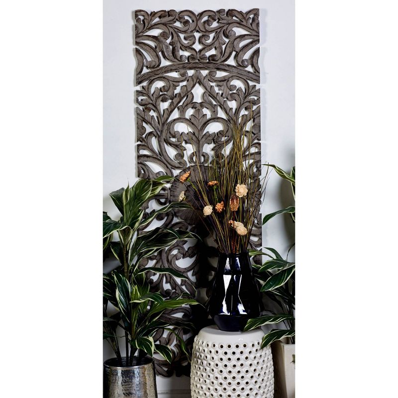 Set of 3 Wooden Floral Handmade Carved Intricately Wall Decors with Mandala Design Gray - Olivia &#38; May, 4 of 17